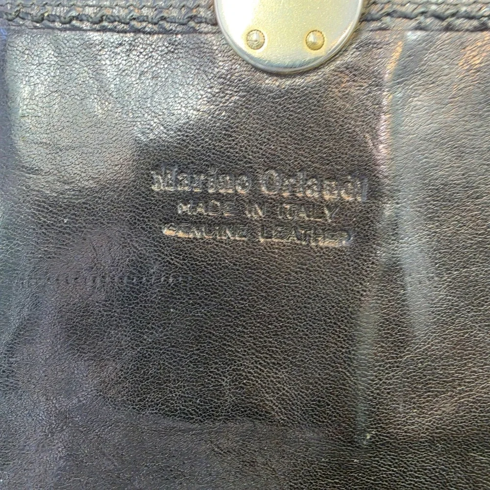 Vintage Mariano Orlandi Black Genuine Leather Satchel Top Handle Bag Italy VTG